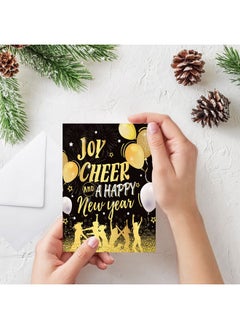 HOWAF 24 Pack Happy New Year Cards 2024 New Year Greeting Cards With Envelopes Happy New Year Card Winter Holiday Black Gold Greetings Cards New Year Gifts Presents For New Years Eve Party Supplies  - Image 4