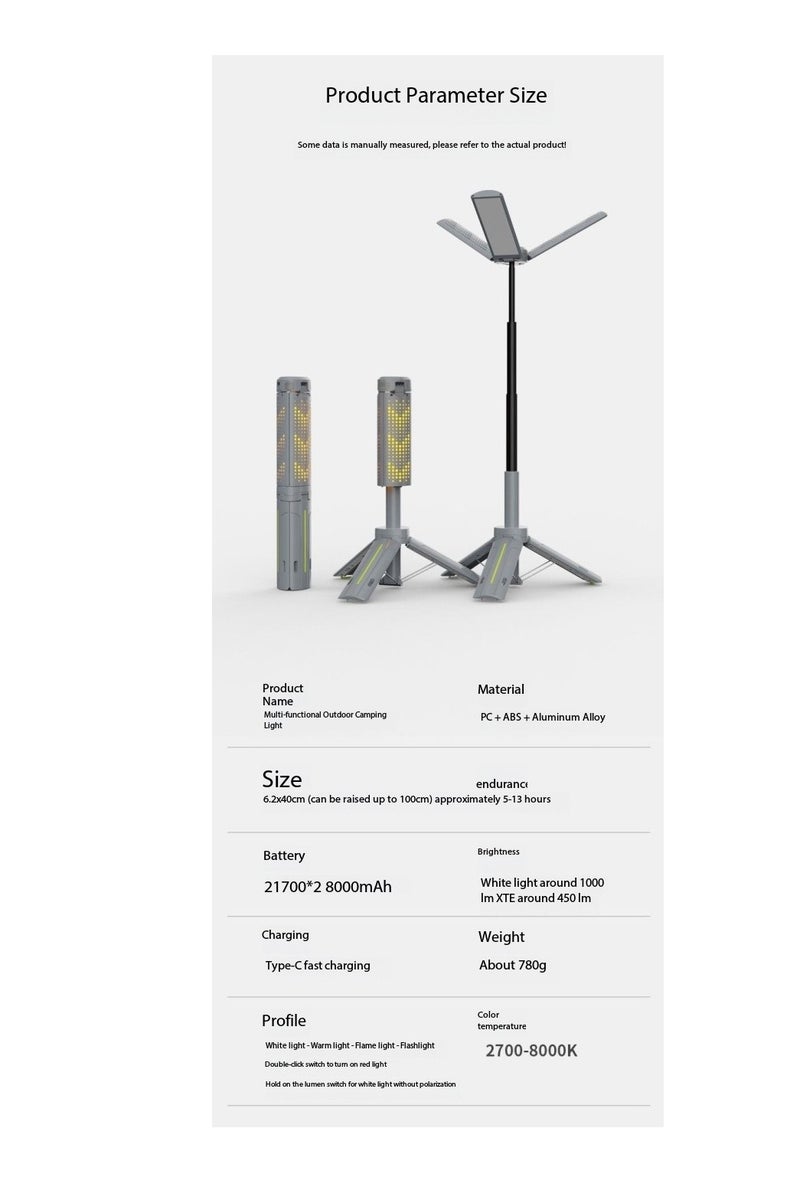 Portable Rechargeable Camping Light with Detachable Tripod, Multi-Functional Outdoor Light,Telescopic Camping LanternTelescopic LED Lantern - Cordless Multi-Functional Work Light with Adjustable Stand, 5 Colors for Outdoor Hiking, Camping, Emergency & Fishing - Image 2