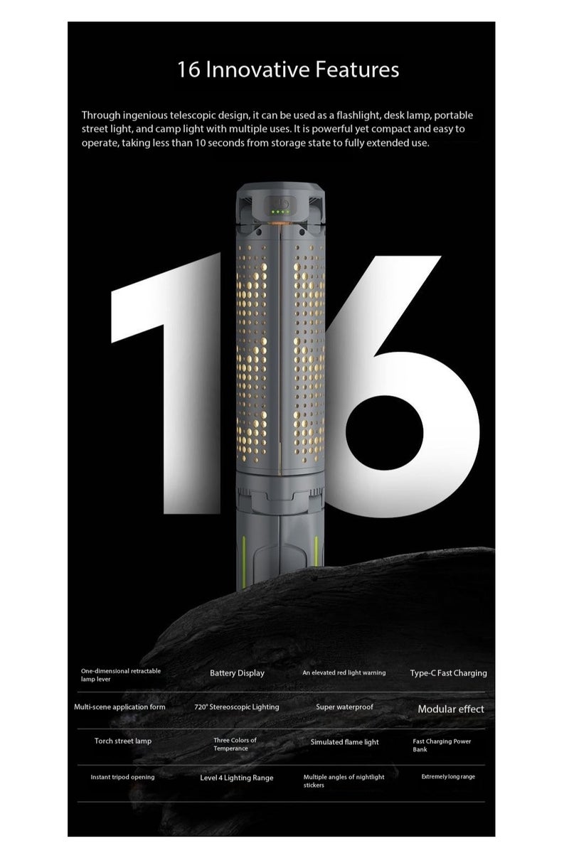 Portable Rechargeable Camping Light with Detachable Tripod, Multi-Functional Outdoor Light,Telescopic Camping LanternTelescopic LED Lantern - Cordless Multi-Functional Work Light with Adjustable Stand, 5 Colors for Outdoor Hiking, Camping, Emergency & Fishing - Image 3