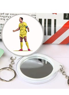 ميدالية مفاتيح دائرية بتصميم لاعب نادي النصر كريستيانو رونالدو سلسلة مفاتيح رائعة مع وجود مراة عاكسة من الخلف مناسبة لمفاتيح السيارة والحقائب هدية جميلة