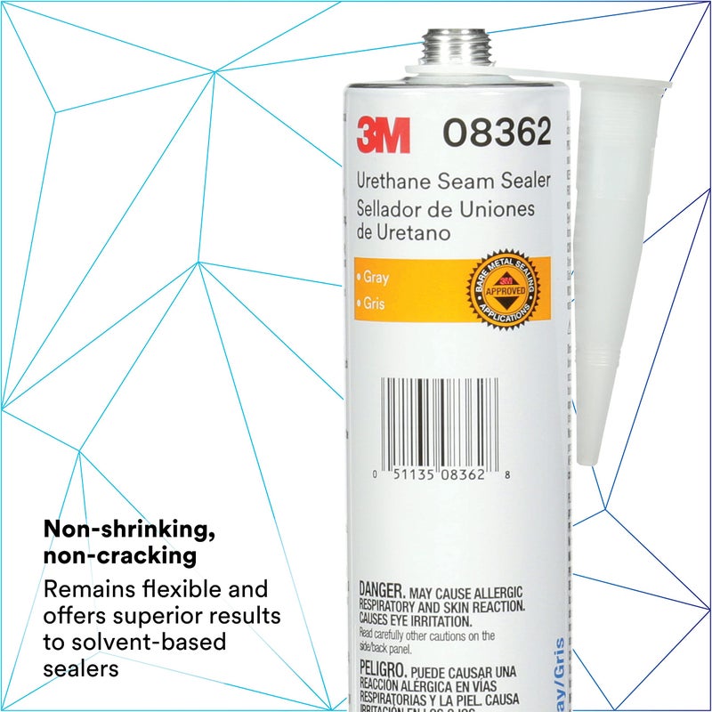 3M Urethane Seam Sealer, 08362, Gray Color, High Solids, Permanently Flexible, 310 mL/10.5 fl oz Cartridge - Image 4