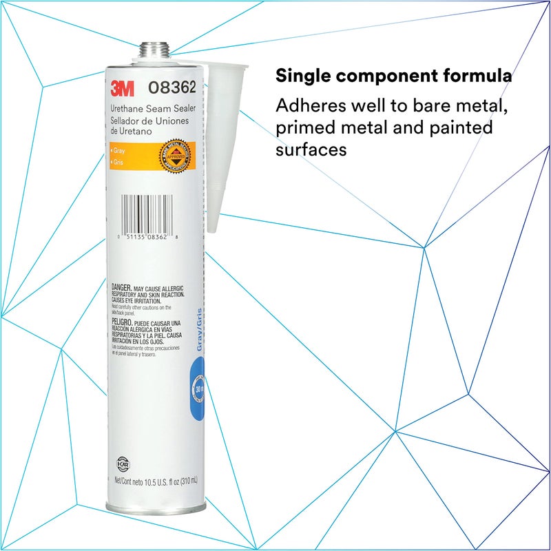 3M Urethane Seam Sealer, 08362, Gray Color, High Solids, Permanently Flexible, 310 mL/10.5 fl oz Cartridge - Image 2