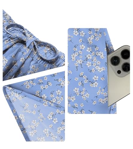 Yincro Women's Flowy Maxi Skirt Summer Pleated High Waisted Casual Long Skirts with Pockets (Blue White Flower, M) - Image 4