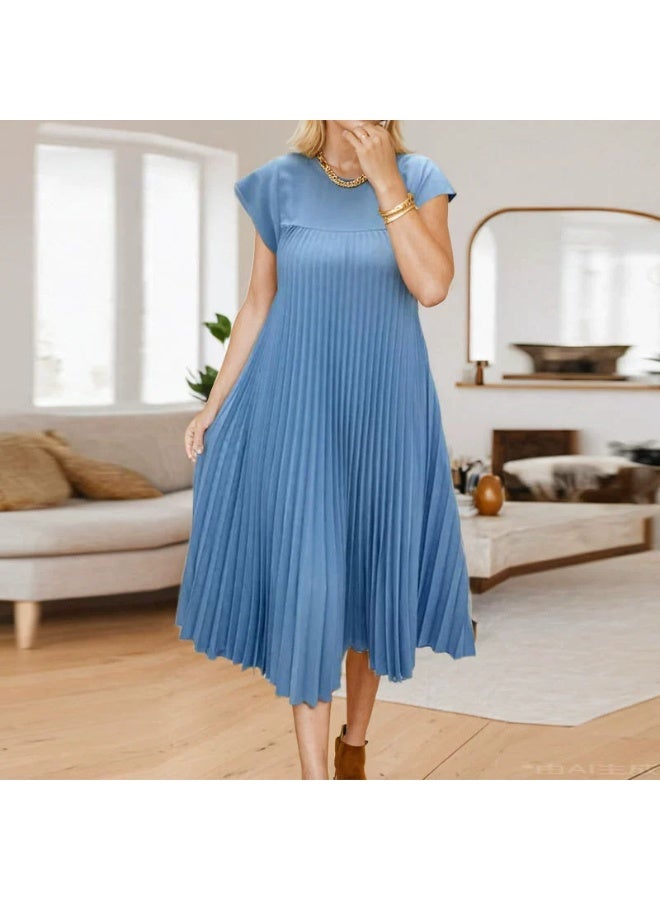 general 2025 - 2026 Women's Round-neck Sleeveless Pleated Long Dress - Image 1