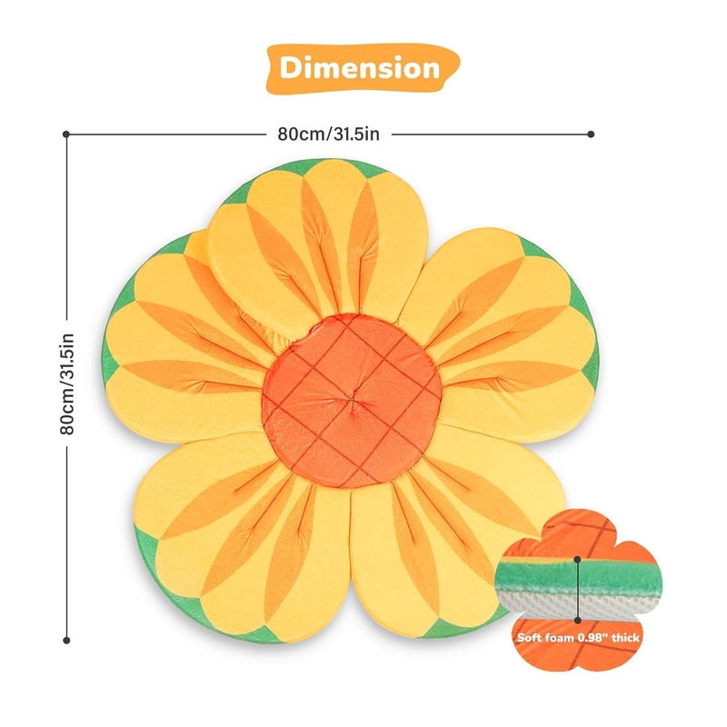 YooxArmor Baby Bath Pad for Infant Bathtub Sink, Non-Slip Flower Bathtub for Infants 0-6 Months, Soft Baby Sink Bath Cushion for Babies Bath Time, Newborns Bath Essentials Must Haves-Sunflower - Image 2