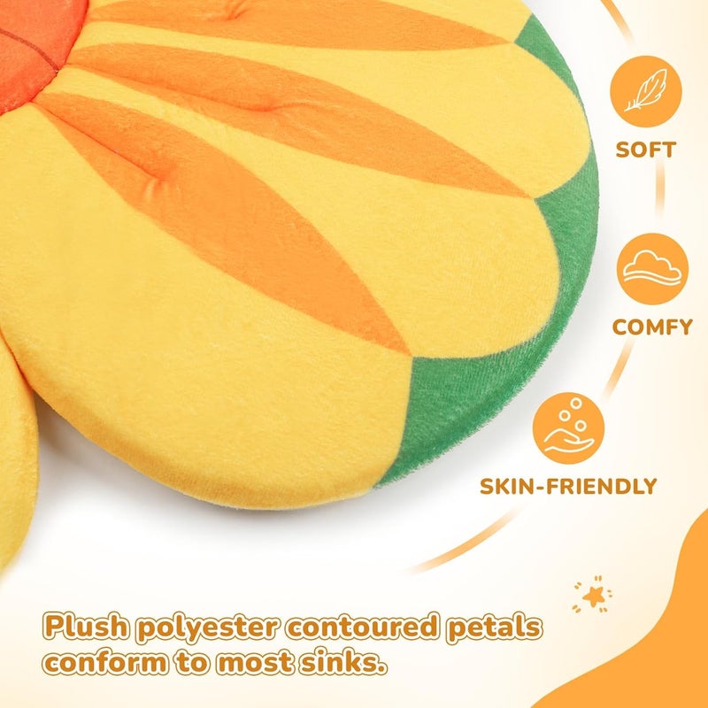 YooxArmor Baby Bath Pad for Infant Bathtub Sink, Non-Slip Flower Bathtub for Infants 0-6 Months, Soft Baby Sink Bath Cushion for Babies Bath Time, Newborns Bath Essentials Must Haves-Sunflower - Image 3