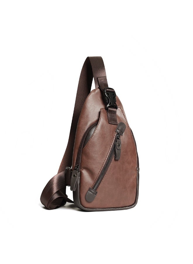 TOVELE5 Tovele 5 Stylish Large Capacity Brown PU Crossbody Chest Bag Lightweight Sling Bag  - Image 1