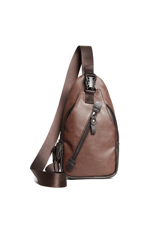 TOVELE5 Tovele 5 Stylish Large Capacity Brown PU Crossbody Chest Bag Lightweight Sling Bag  - Image 3