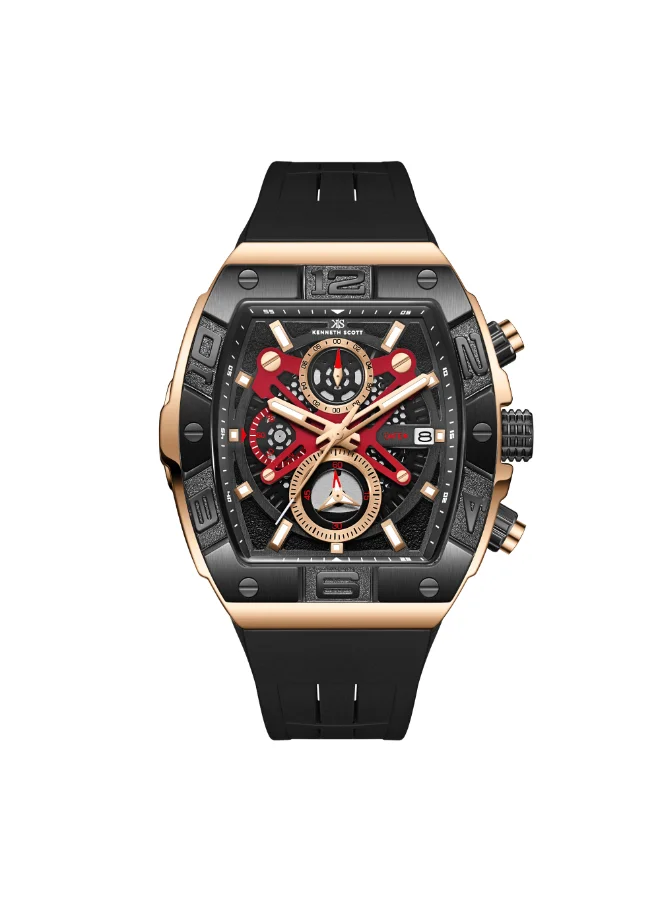 Kenneth Scott Men's Silicone Chronograph  Watch K26102-BSBB - 44 mm