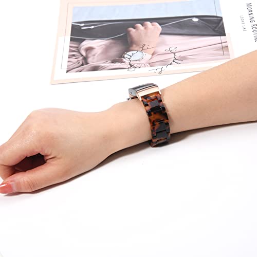 Wongeto Resin Bands Compatible for Fitbit Charge 4 / Charge 3 Bands and Charge 3 SE Band，Replacement Wrist Accessory Rose Gold Buckle Fitness Bands Straps Bracelet Wristbands Women Men(Tortoise) - Image 5
