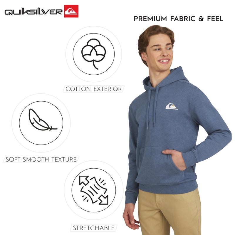 Quiksilver Men's Regular Fit Super Soft Fleece Midweight Pullover Hooded Sweatshirt, Navy Heather, Large - Image 5