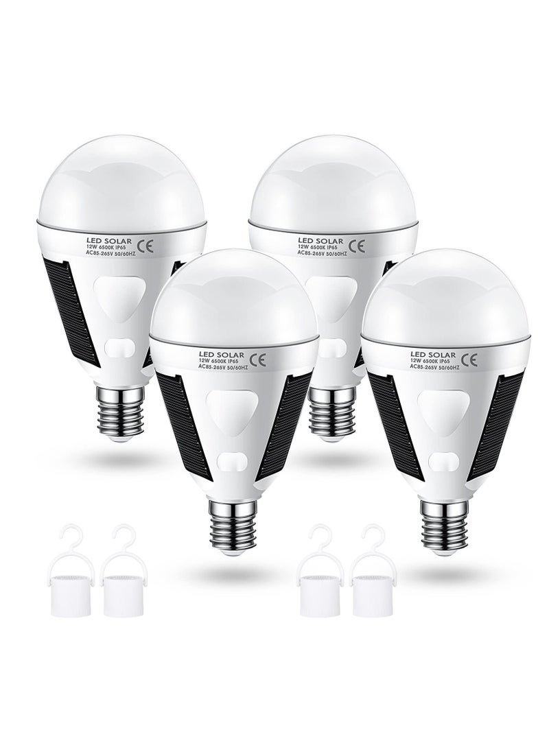 إسكدنيا LED Solar Emergency Bulbs 4-Pack, E26/E27 7W Rechargeable for Power Failure, 6000K Daylight White, Hurricane Home Supplies, Outdoor Camping Hiking Lights - Image 1