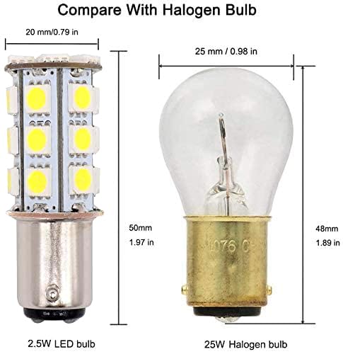 GRV Ba15d 1142 1076 24-5050SMD LED Bulb DC12V 2.5W Equivalent to 30W incandescent lamp,Replacement for RV Camping/Travel Trailer/vehicle interiors/Boat Indoor Light Bulbs,6000K Cool White Pack of 2 - Image 4