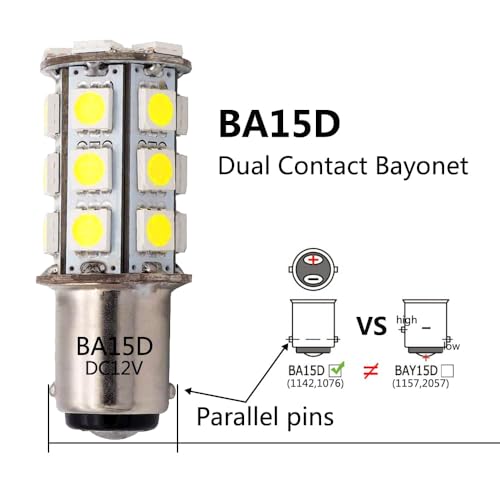 GRV Ba15d 1142 1076 24-5050SMD LED Bulb DC12V 2.5W Equivalent to 30W incandescent lamp,Replacement for RV Camping/Travel Trailer/vehicle interiors/Boat Indoor Light Bulbs,6000K Cool White Pack of 2 - Image 2