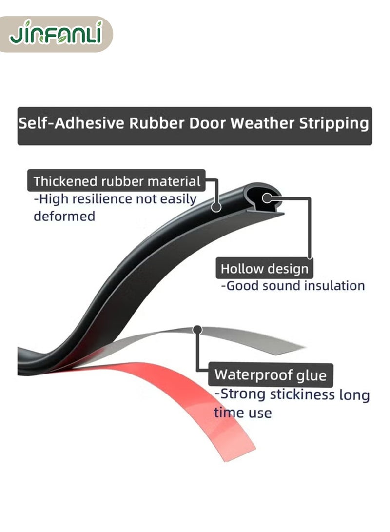 JINFANLI Door seal, door seal, self-adhesive rubber door insulation seal, for doors and windows sound insulation D shape, Room Dexoration，seal for door frame gap blocker - 6 meters - Image 3
