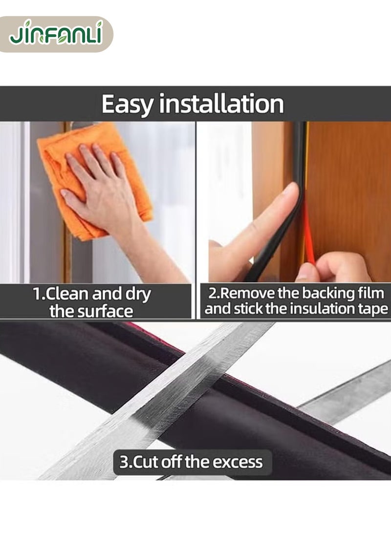 JINFANLI Door seal, door seal, self-adhesive rubber door insulation seal, for doors and windows sound insulation D shape, Room Dexoration，seal for door frame gap blocker - 6 meters - Image 4