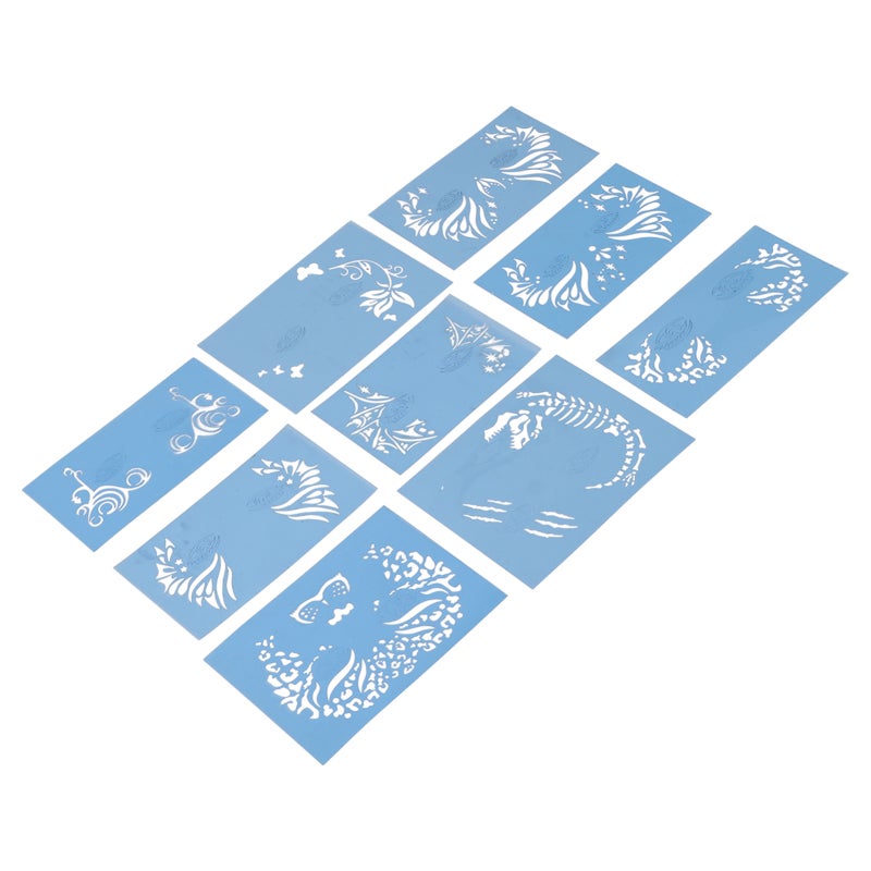 Face Painting Stencils Kit 9 Reusable PET Templates Skin Safe Easy To Clean - Washable Paint Stencils for Halloween Party Cosplay Holiday DIY Performances - Image 2