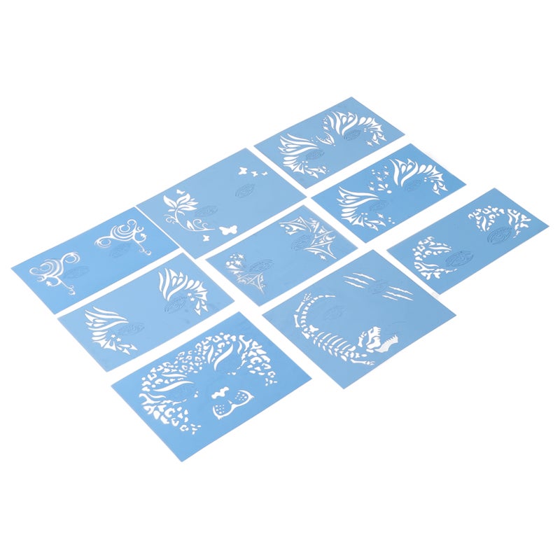 Face Painting Stencils Kit 9 Reusable PET Templates Skin Safe Easy To Clean - Washable Paint Stencils for Halloween Party Cosplay Holiday DIY Performances - Image 5