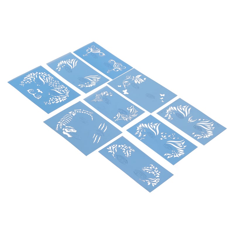 Face Painting Stencils Kit 9 Reusable PET Templates Skin Safe Easy To Clean - Washable Paint Stencils for Halloween Party Cosplay Holiday DIY Performances - Image 3