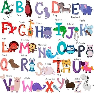 DEKOSH Baby Nursery Animal Alphabet Peel & Stick ABC Kids Wall Decals - Colorful Educational Wall Stickers for Kids - Image 1