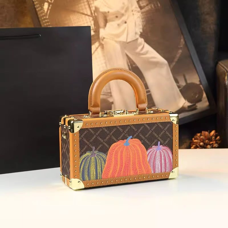 Original Design Happy Pumpkin Box Bag High-Definition Fashion Shaped Hard Box Satchel Shoulder Crossbody Bag - Image 1