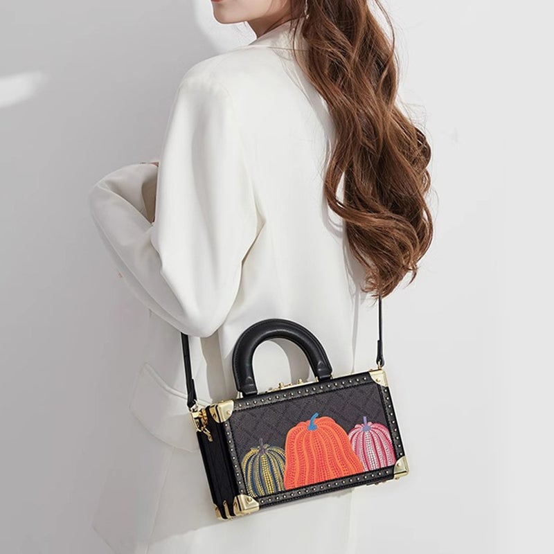 Original Design Happy Pumpkin Box Bag High-Definition Fashion Shaped Hard Box Satchel Shoulder Crossbody Bag - Image 4