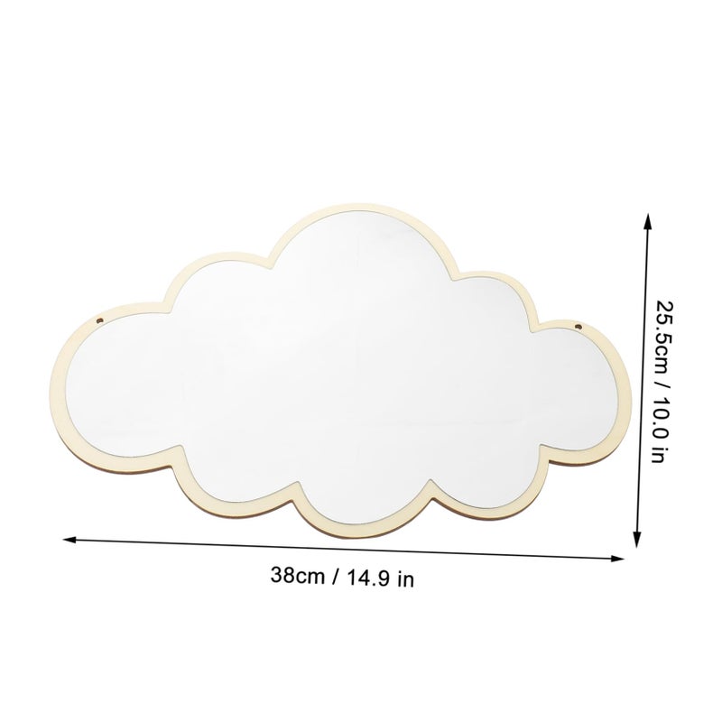 Cloud Shaped Wood Frame Wall Mirror Small Size For Bedroom Bathroom Entryway Decor - Image 3