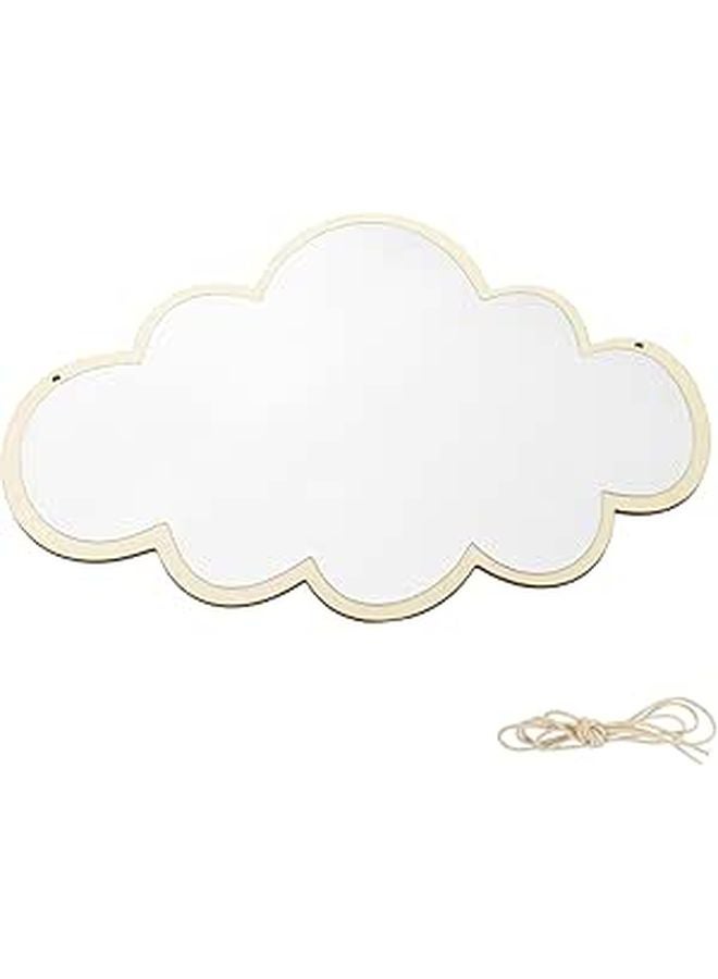 Cloud Shaped Wood Frame Wall Mirror Small Size For Bedroom Bathroom Entryway Decor - Image 1