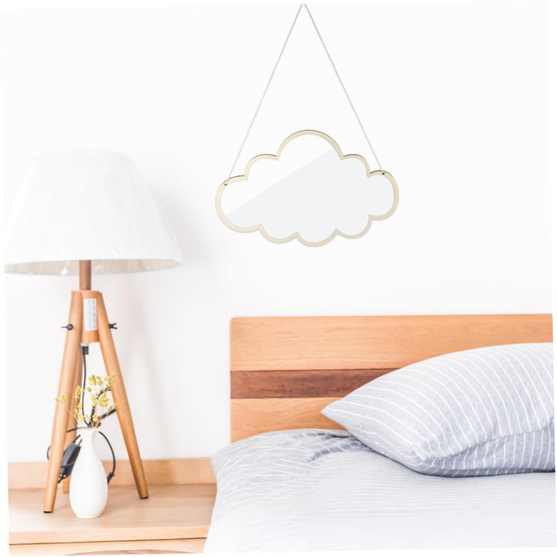 Cloud Shaped Wood Frame Wall Mirror Small Size For Bedroom Bathroom Entryway Decor - Image 4