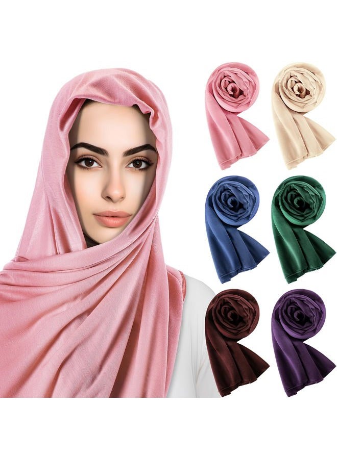 Bunnycool 6 Pack Hijab Scarves for Women Muslim Head Wraps Jersey Hijab Soft Long Scarf Wrap for Muslim Cotton Shawl, Bright Colors, 31.5 x 70.9 inches - Image 1
