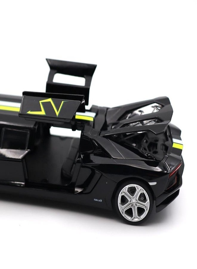 FEXXA 1:32 Scale Lamborghini Limousine Die-Cast Metal Car with Sport car Openable Doors Light and Sound,Pull Back Function Indoor Outdoor Toy for Kids (Black) - Image 4