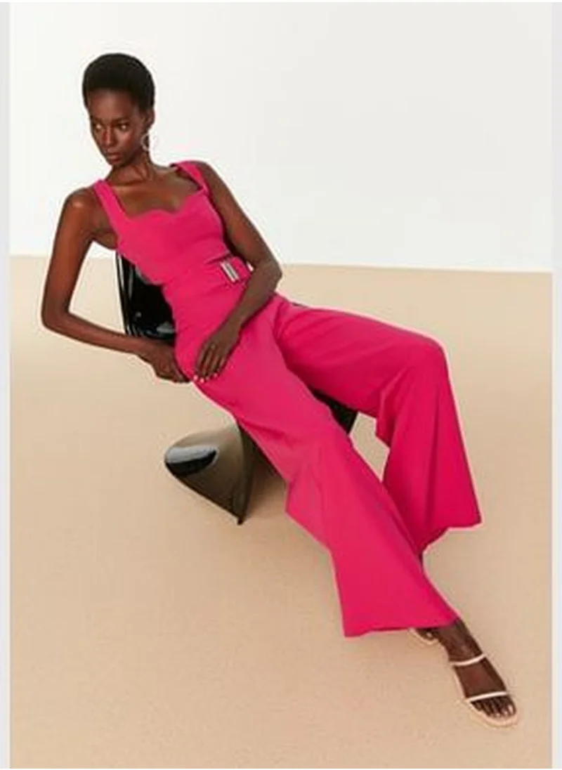 trendyol Belted Woven Fuchsia Trousers TPRSS22PL0199