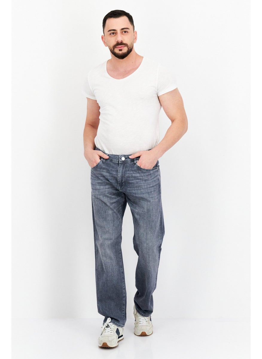 Selected Homme Men Straight Fit Washed Stretchable Denim Jeans, Light Grey  - Image 3