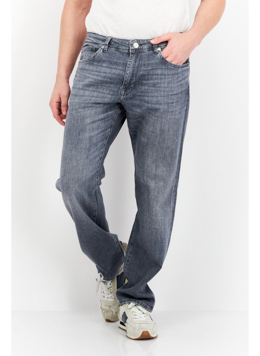 Selected Homme Men Straight Fit Washed Stretchable Denim Jeans, Light Grey  - Image 1