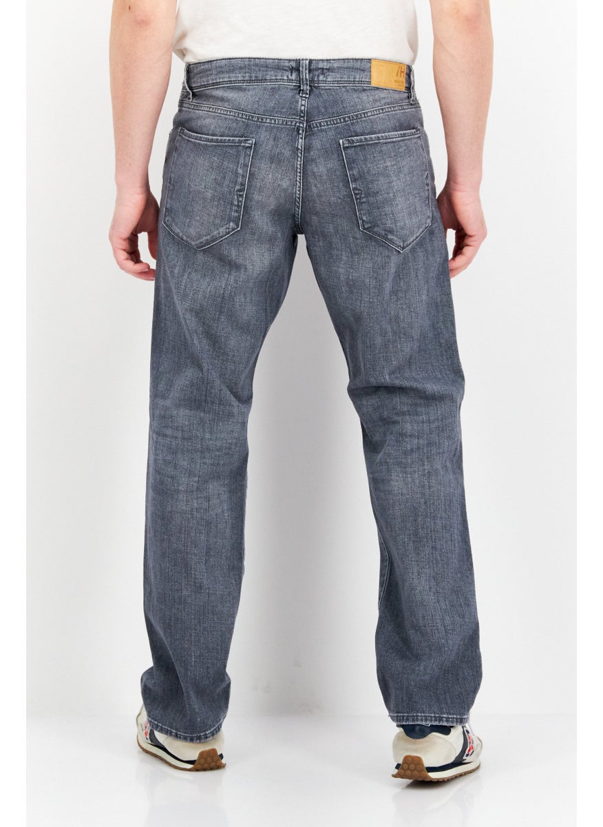 Selected Homme Men Straight Fit Washed Stretchable Denim Jeans, Light Grey  - Image 4