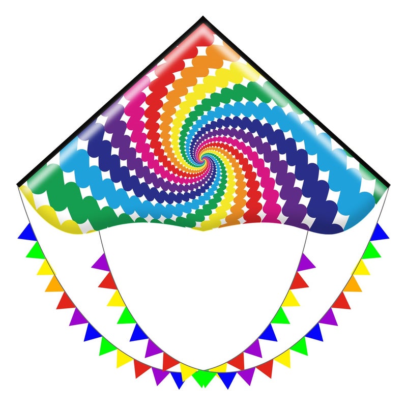 HONBO Lollipop Kite for Adults and Kids,Easy Flyer Large Kite with 2x11.5ft Detachable Tails, The Easiest Single Line Beach Kite, Comes with 200ft String Kite Handle (Lollipop) - Image 1