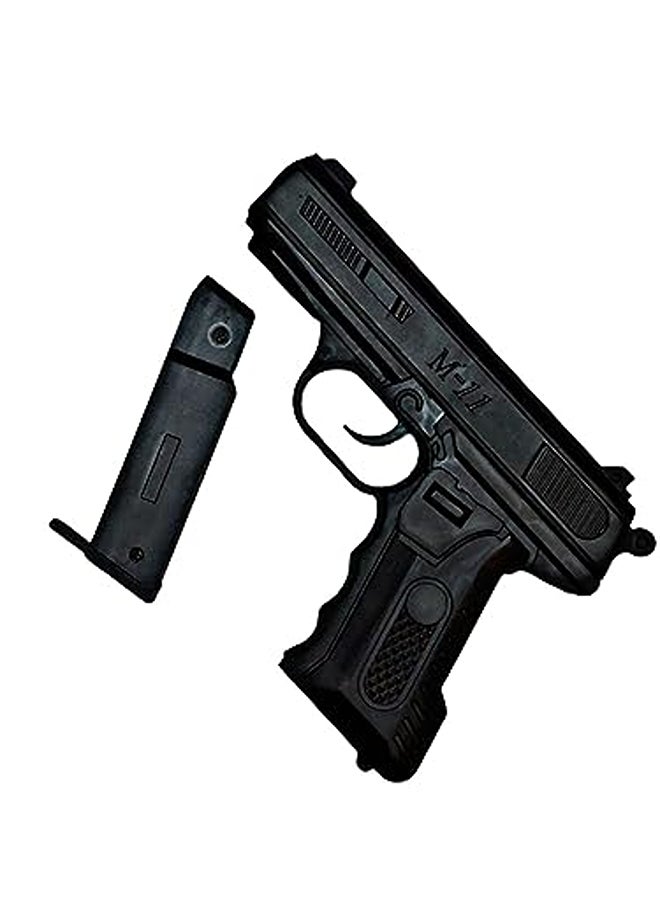 مسدس لعبة مسدس M-11 الأصلي مع 12 خرزة، هدية للأولاد والبنات والأطفال والبنادق والسهام، (أسود) - Image 2