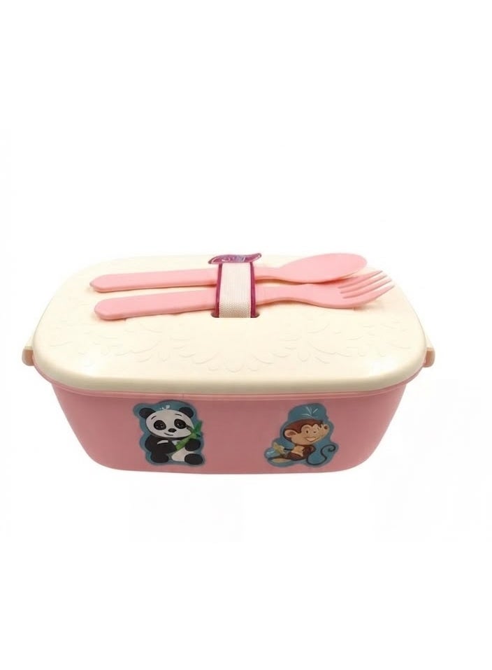 Lunch box with spoon and fork; high-quality material and available in various colors. - Image 1