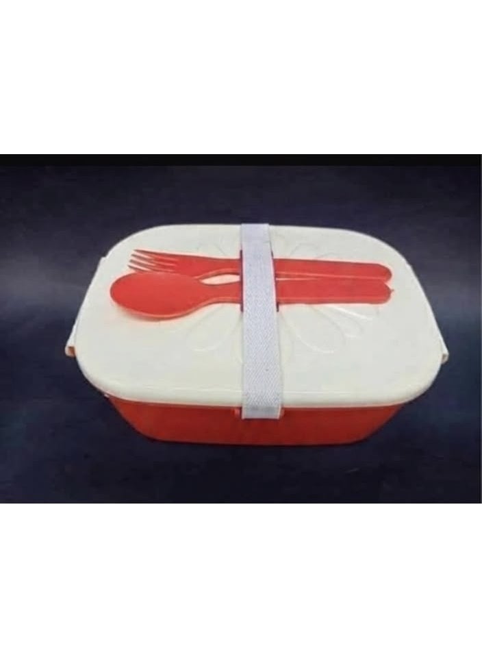 Lunch box with spoon and fork; high-quality material and available in various colors. - Image 2
