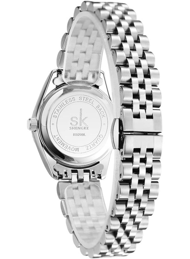 SHENGKE Women's Watch with Alloy Steel Bracelet and Crystals Quartz Watch and Calendar for Women - Image 3