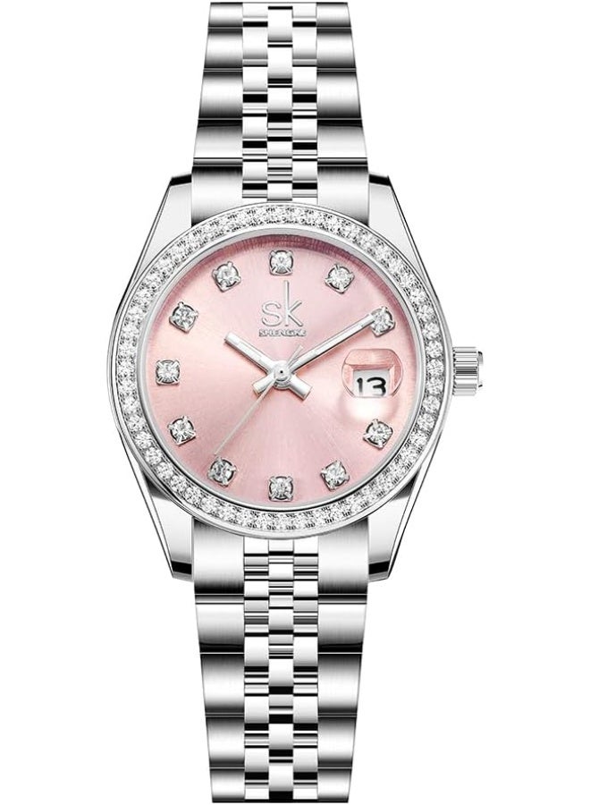 SHENGKE Women's Watch with Alloy Steel Bracelet and Crystals Quartz Watch and Calendar for Women - Image 1