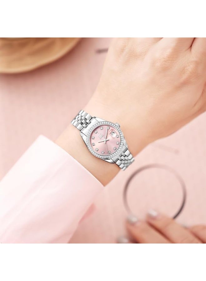 SHENGKE Women's Watch with Alloy Steel Bracelet and Crystals Quartz Watch and Calendar for Women - Image 4
