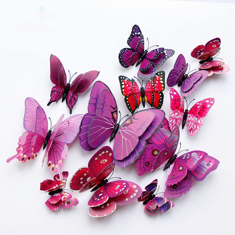 OPSEAM Butterfly Wall Decor 24/48 PCS, 3D Butterflies Stickers for Party Decorations with Magnets(Purple, 24) - Image 1