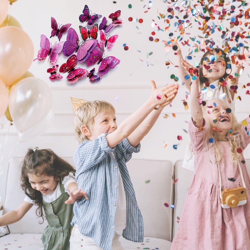 OPSEAM Butterfly Wall Decor 24/48 PCS, 3D Butterflies Stickers for Party Decorations with Magnets(Purple, 24) - Image 2
