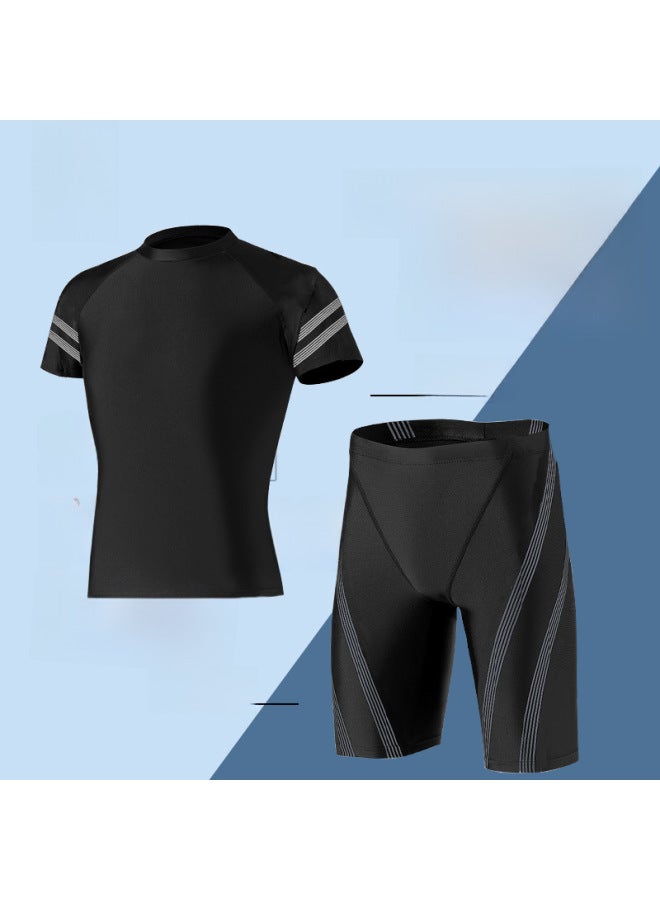 Loquat Swimming Trunks Men's Swimwear Anti-embarrassment Boxer Swimming Trunks Beach Suit Swimming Suit Men's Swimsuit Quick-drying Beach Pants-Color:62214+52204 Suit- - Image 2