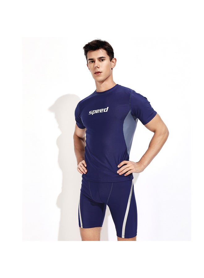 Loquat Swimming Trunks Men's Swimwear Anti-embarrassment Boxer Swimming Trunks Beach Suit Swimming Suit Men's Swimsuit Quick-drying Beach Pants-Color:62214+52204 Suit- - Image 1