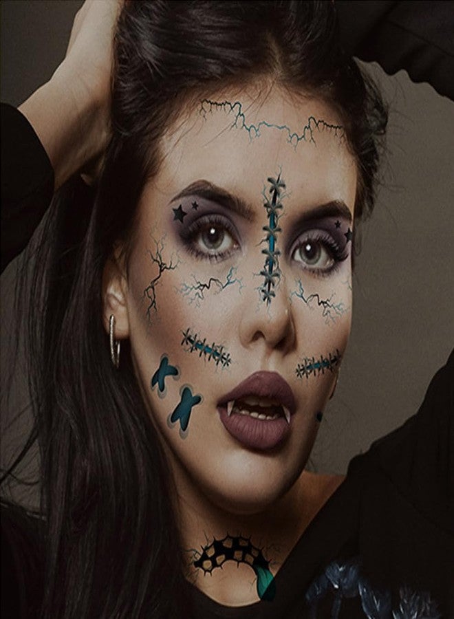 GASTAT Day of the Dead Tattoos Halloween Temporary Tattoos For Kids Boys Girls Women Men Horror Realistic Fake Scar Eye Bloody Stickers 10 Sheets Temp Sticker Makeup Decals for Halloween Party Decorations - Image 3