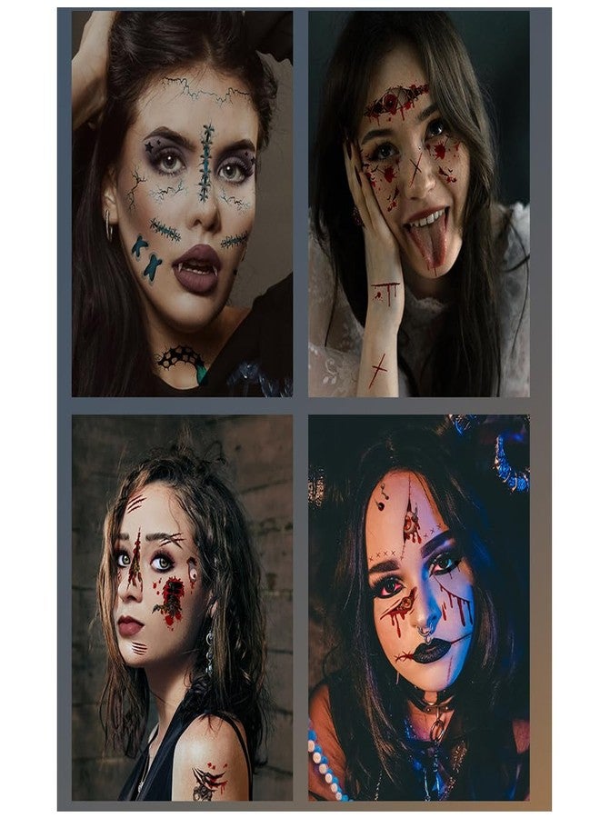 GASTAT Day of the Dead Tattoos Halloween Temporary Tattoos For Kids Boys Girls Women Men Horror Realistic Fake Scar Eye Bloody Stickers 10 Sheets Temp Sticker Makeup Decals for Halloween Party Decorations - Image 4
