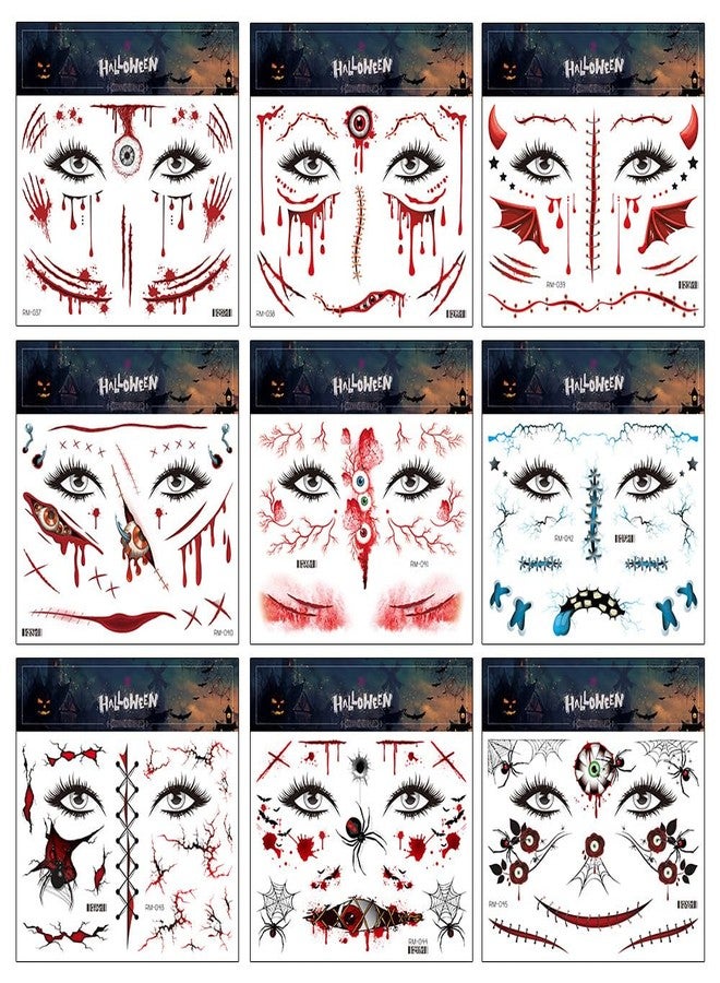 GASTAT Day of the Dead Tattoos Halloween Temporary Tattoos For Kids Boys Girls Women Men Horror Realistic Fake Scar Eye Bloody Stickers 10 Sheets Temp Sticker Makeup Decals for Halloween Party Decorations - Image 5
