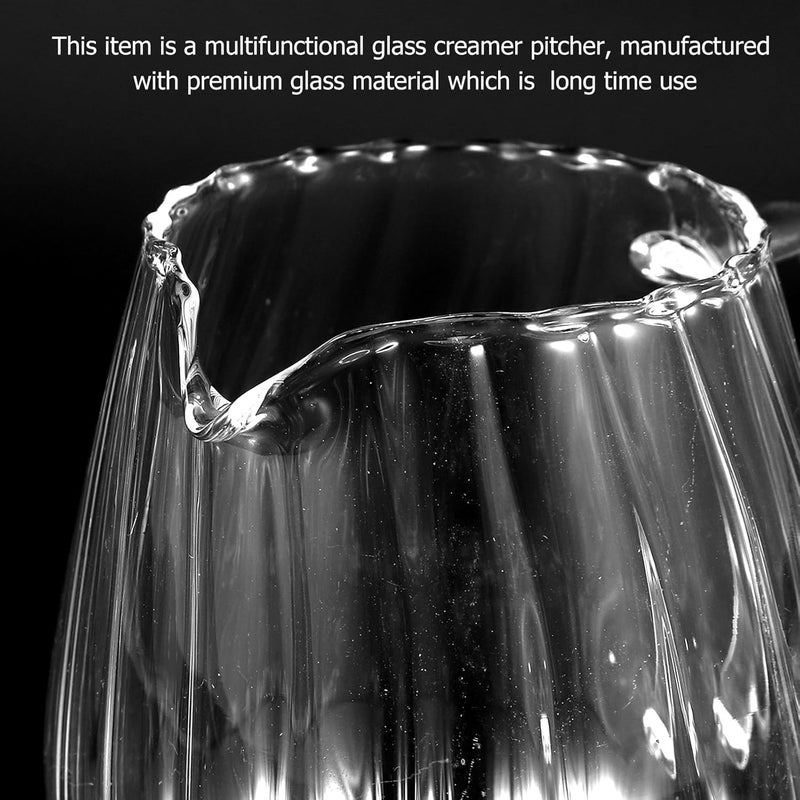Artibetter 2pcs Small Glass Creamer Pitcher Milk Jug, Striped Glass Tea Dispenser for Home Coffee and Party Use - Image 5